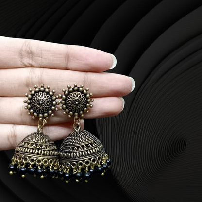 J01_Premium Royal Blue Golden Jhumka