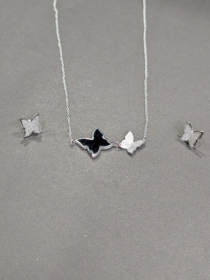 S05_Luxurious Butterfly Silver Black Necklace