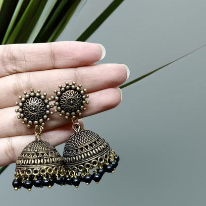 J01_Premium  Golden Black Jhumka