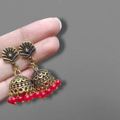 J02_Premimun Golden Maroon Jhumka