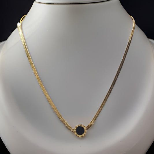 PG04_Golden Black Stone Necklace