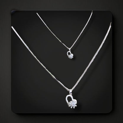 PS03_Silver Flower Heart Pendant (Necklace)