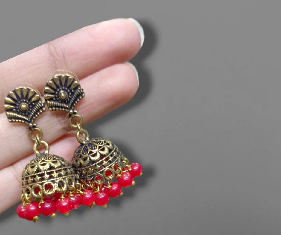 J02_Premimun Golden Maroon Jhumka